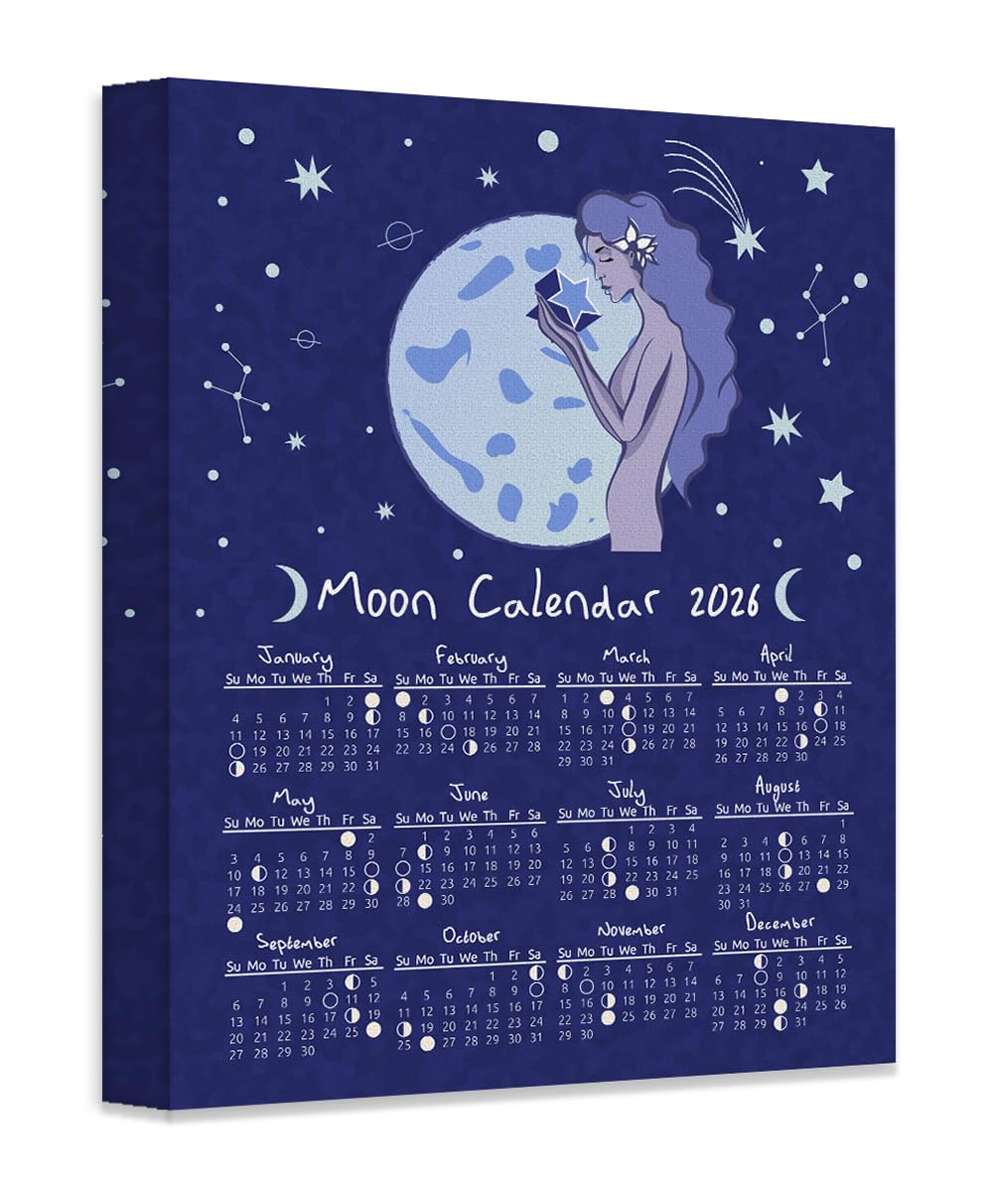 2026TYPE-MOONカレンダー Amazon.com: 2026 Calendar-16x20 Stretched Canvas-Moon Phases Lunar